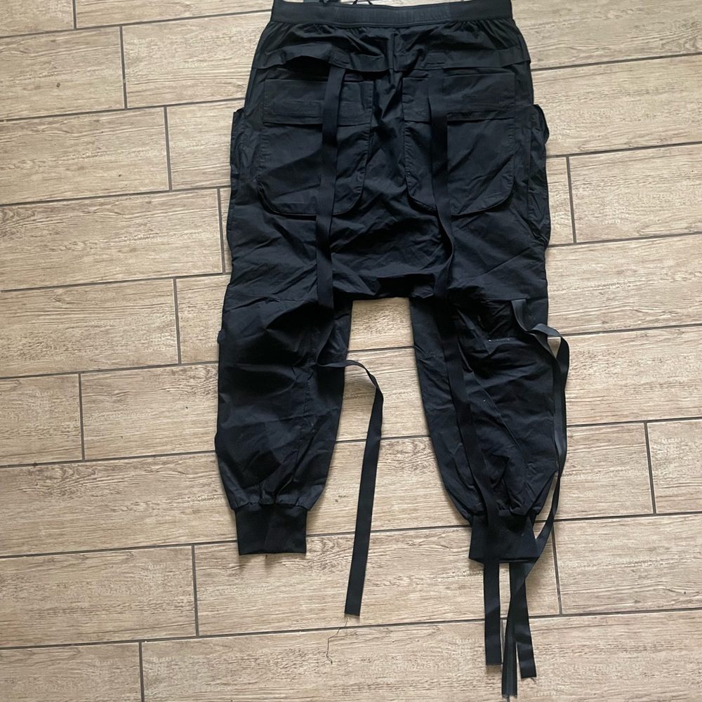 Ravel Black Cargo Pants with Elastic Cuffs and Adjustable Waist